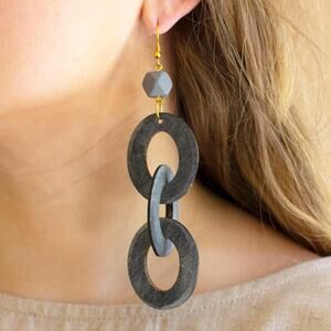 Dark horn chain statement earrings